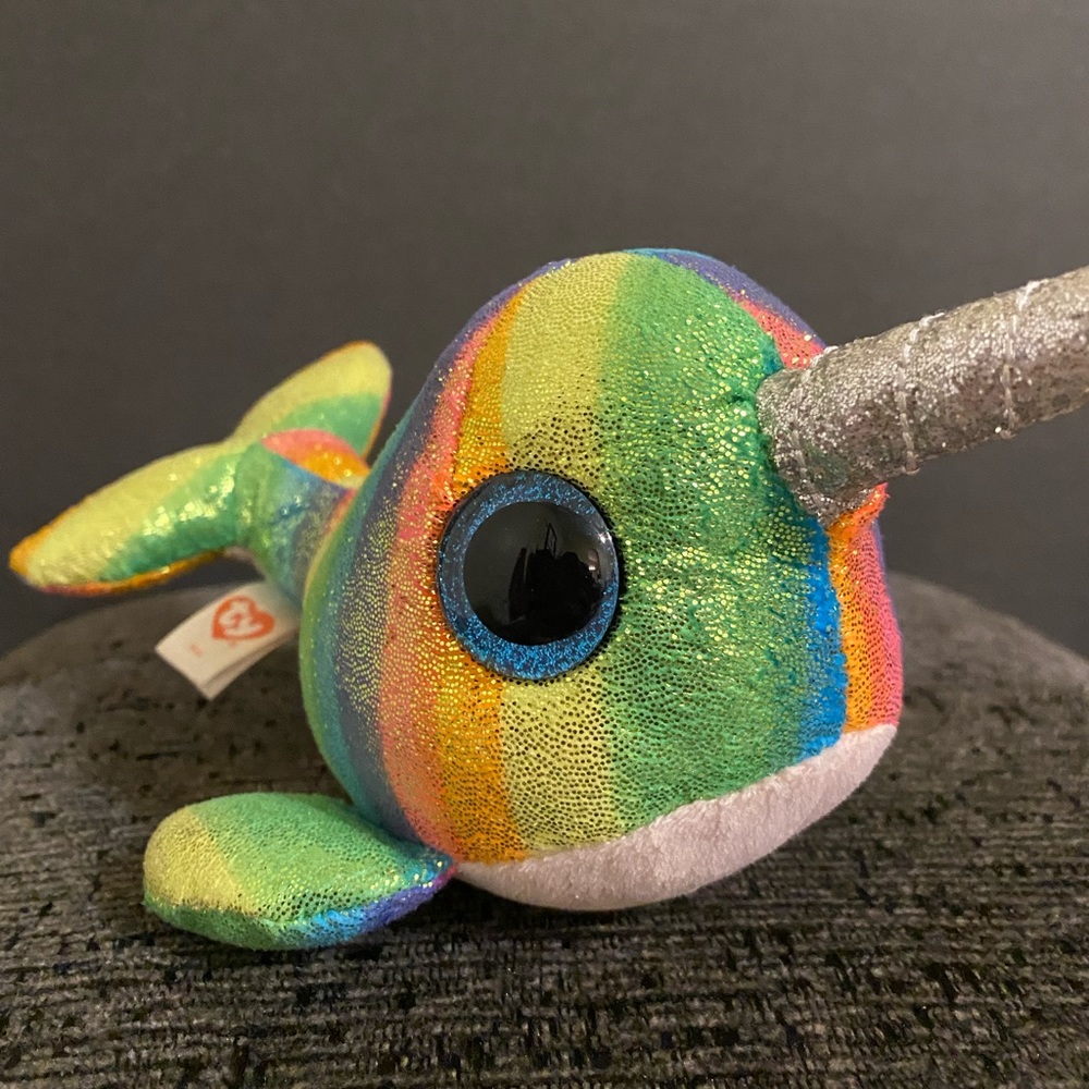 Ty Beanie Boo Rainbow Nori The Narwal - 8”